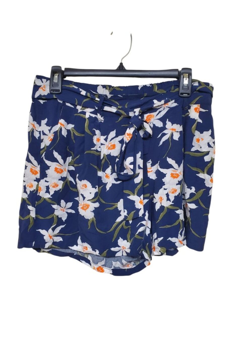 Old Navy Women's Navy Tropical Floral Tie Waist Casual Flowy Beach Short Size M